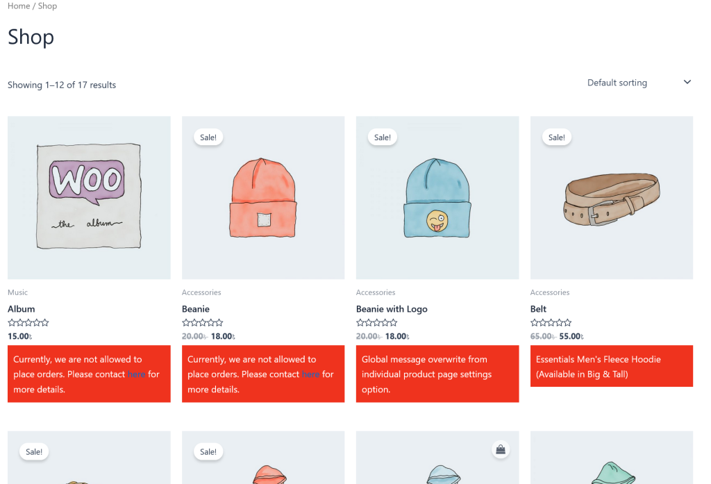 Product archive pages