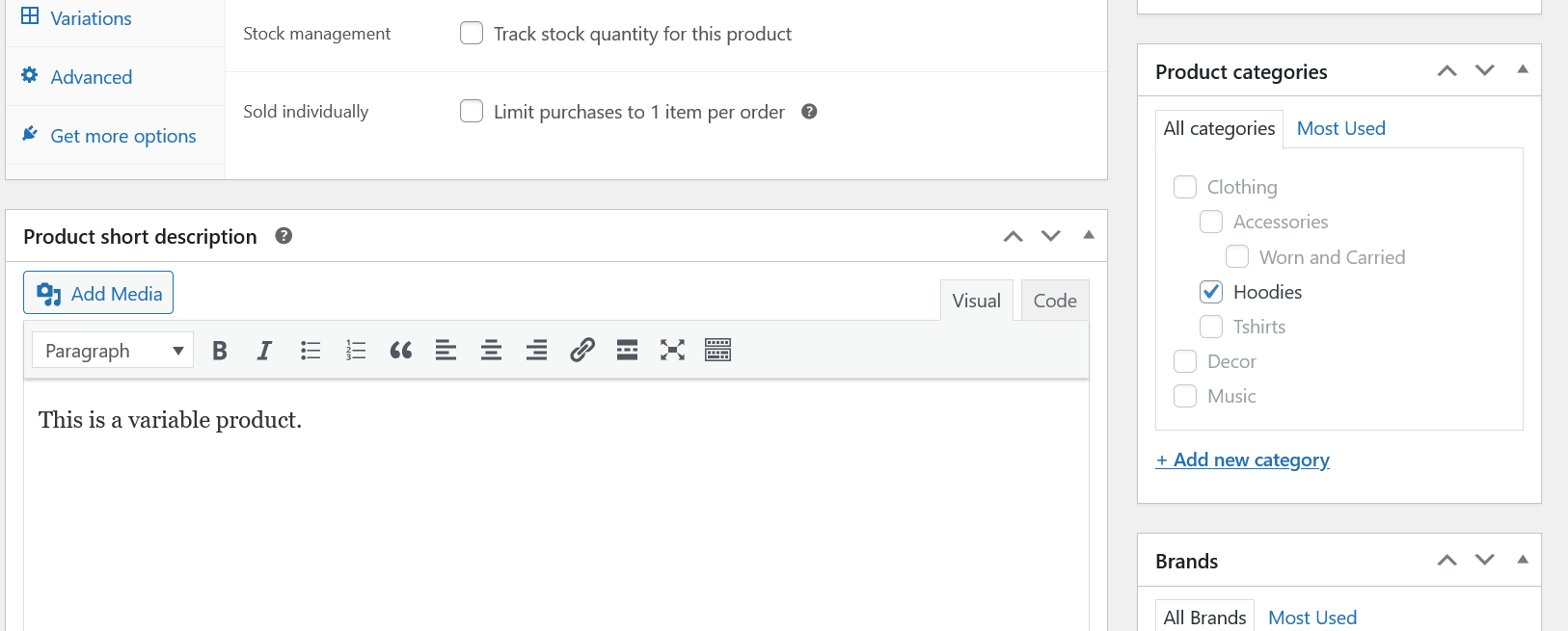 Allow only one product category per product