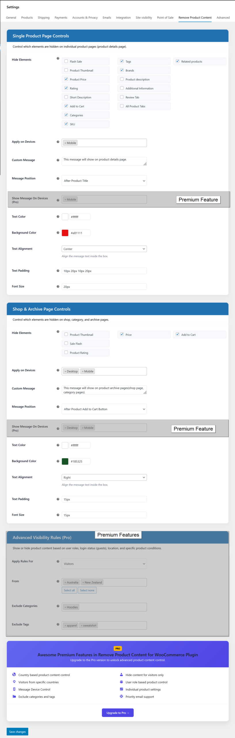 Remove Product Content for visitors from selected countries